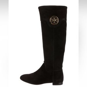 Tory Burch Black Suede Riding Boots